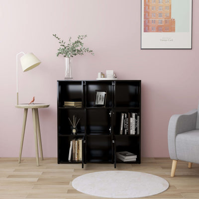 Kirjahylly musta 90x30x90 cm tekninen puu