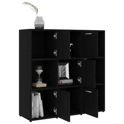 Kirjahylly musta 90x30x90 cm tekninen puu