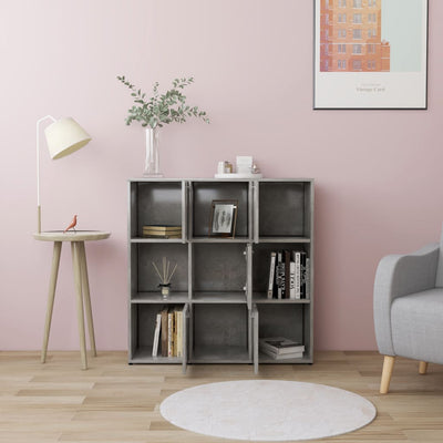 Kirjahylly betoninharmaa 90x30x90 cm tekninen puu