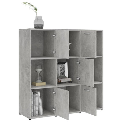Kirjahylly betoninharmaa 90x30x90 cm tekninen puu