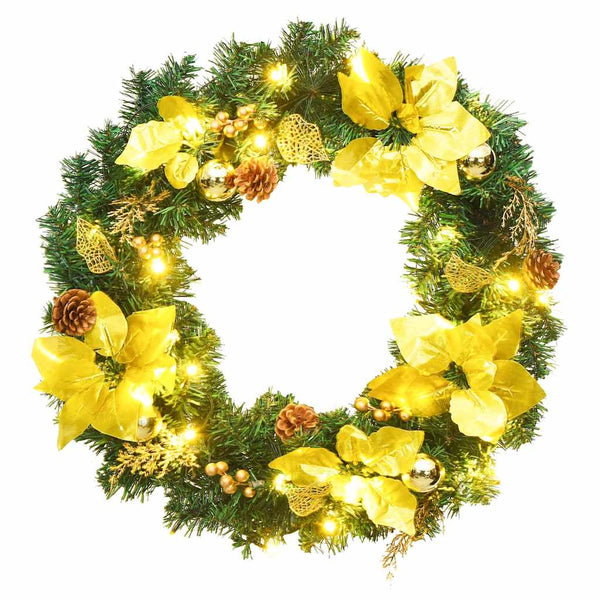Joulukranssi LED-valoilla vihreä 60 cm PVC