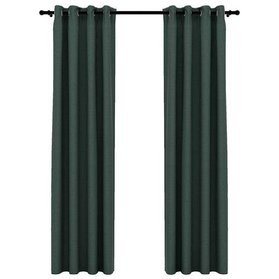 Vihreä pellavamaiset pimennysverhot renkailla Eufrosin 140x225cm (2 kpl)