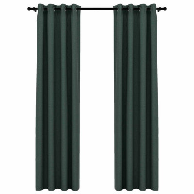 Vihreä pellavamaiset pimennysverhot renkailla Eufrosin 140x245cm (2 kpl)