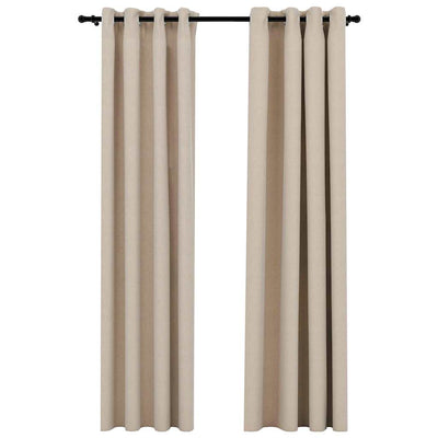 Beige pellavamaiset pimennysverhot renkailla Eufrosin 140x225cm (2 kpl)