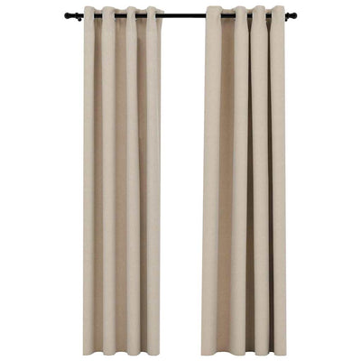 Beige pellavamaiset pimennysverhot renkailla Eufrosin 140x245cm (2 kpl)