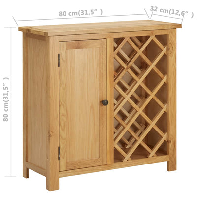 Viinikaappi 11 pullolle 80x32x80 cm täysi tammi