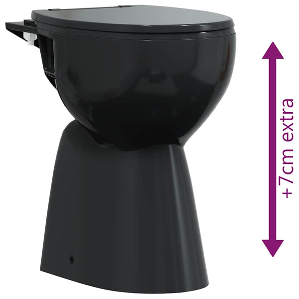 Musta korkea reunaton wc soft close Stefi 7cm (korkeampi keraaminen)