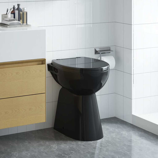 Musta korkea reunaton wc soft close Stefi 7cm (korkeampi keraaminen)