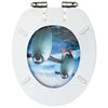 WC-istuin soft close -kannella MDF pingviinikuosi