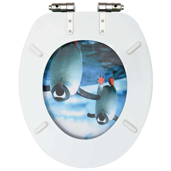 WC-istuin soft close -kannella MDF pingviinikuosi