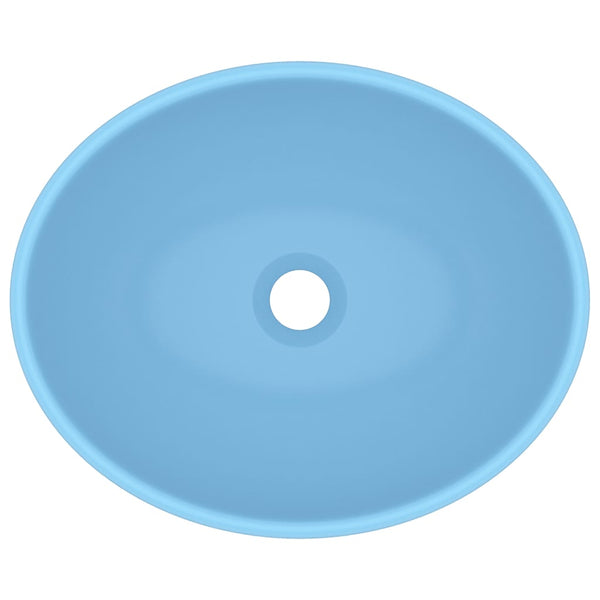 Matta vaaleansininen ylellinen pesuallas ovaali Eula 40x33cm (keraami)