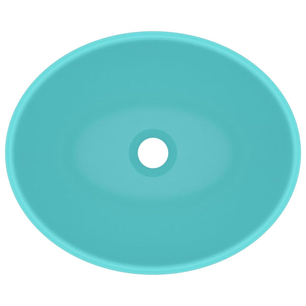 Matta vaaleanvihreä ylellinen pesuallas ovaali Eula 40x33cm (keraami)