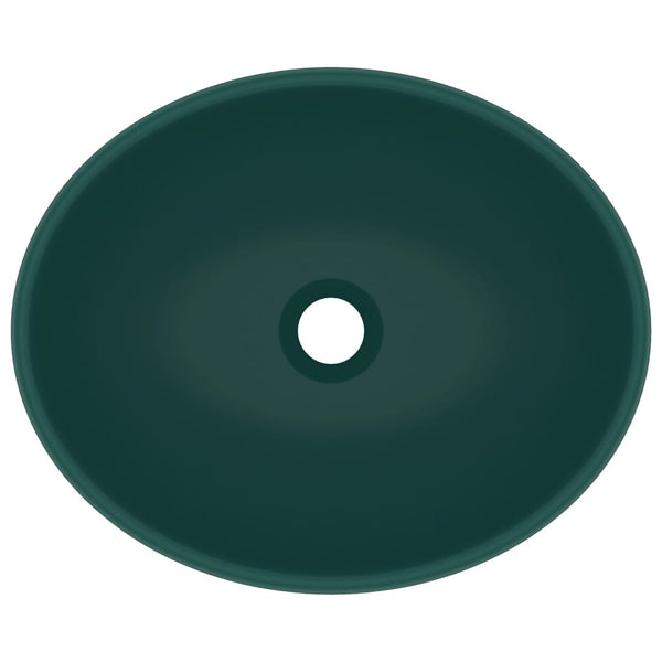 Matta tummanvihr ylellinen pesuallas ovaali Eula 40x33cm (keraaminen)