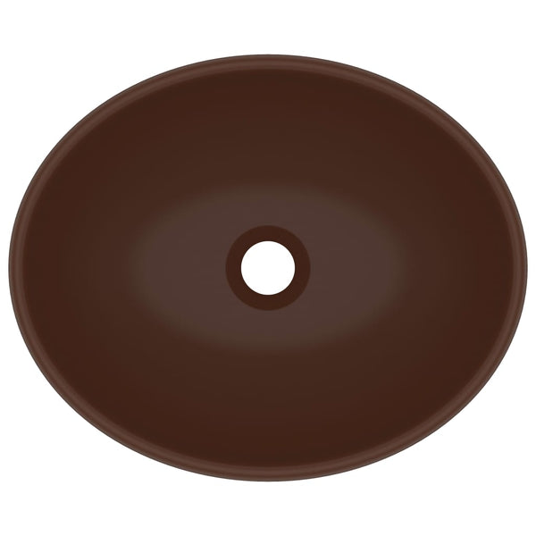 Matta tummanruskea ylellinen pesuallas ovaali Eula 40x33cm (keraaminen)