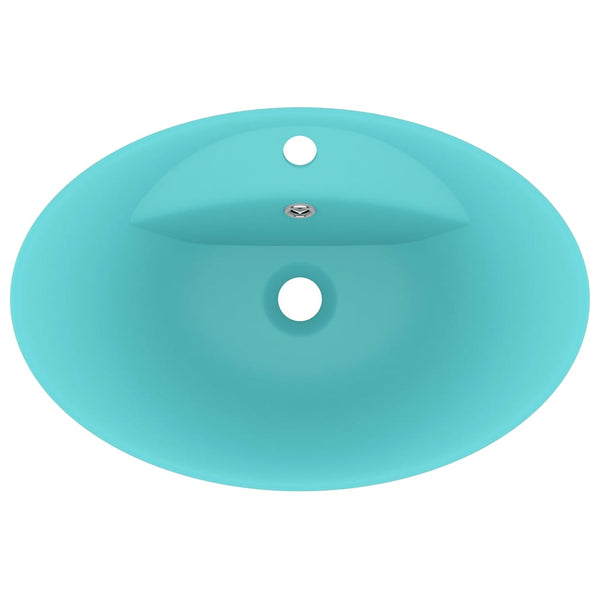 Matta vaaleavihreä ylellinen pesuallas ovaali Bagomir 58,5x39cm (keraami)