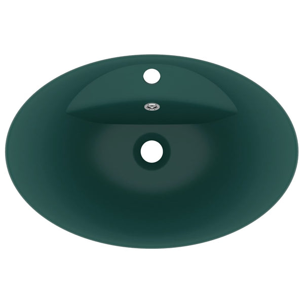 Matta tummanvihreä ylellinen pesuallas ovaali Bagomir 58,5x39cm (keraami)
