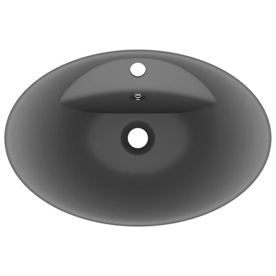 Ylellinen pesuallas ovaali matta tummaharmaa 58,5x39 cm keraami