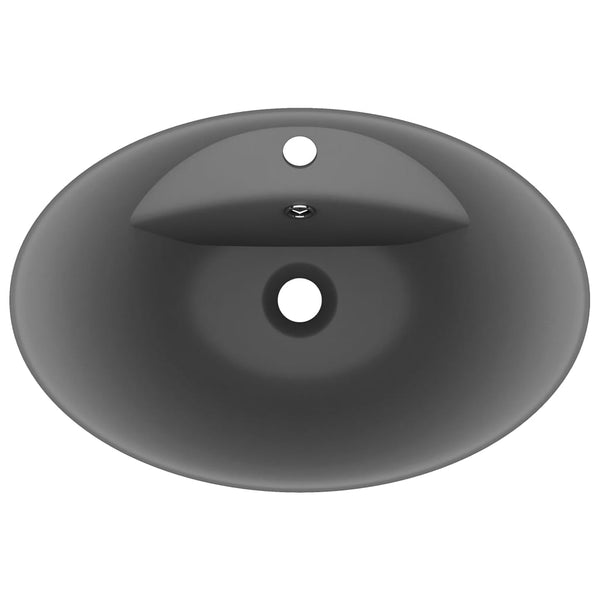 Matta tummaharmaa ylellinen pesuallas ovaali Bagomir 58,5x39cm (keraami)