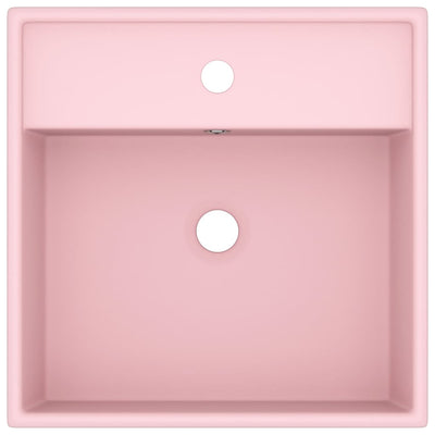 Ylellinen pesuallas ylivuotoaukolla pinkki 41x41 cm keraami