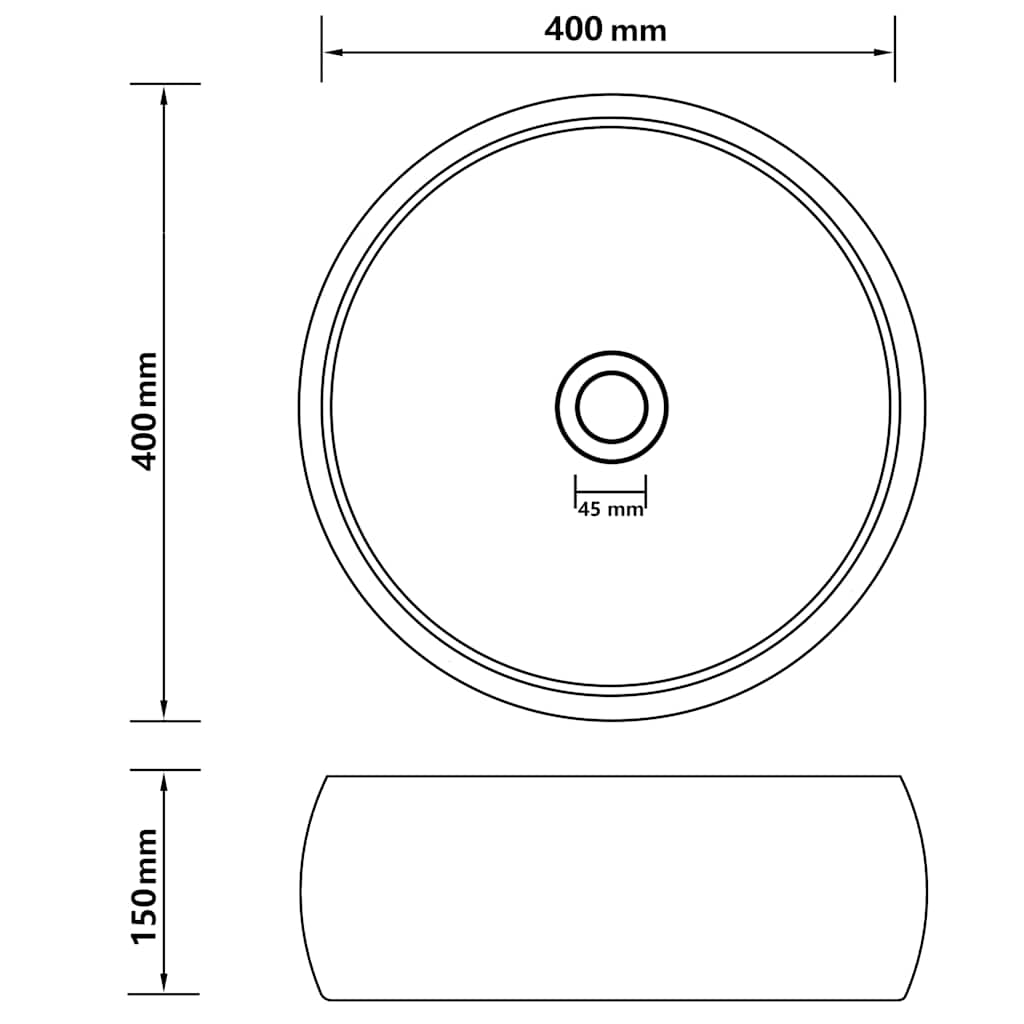 Ylellinen pesuallas pyöreä matta kerma 40x15 cm keraami