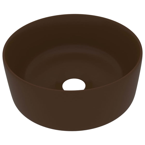 Ylellinen tummanruskea pyöreä pesuallas matta 40x15 cm keraami