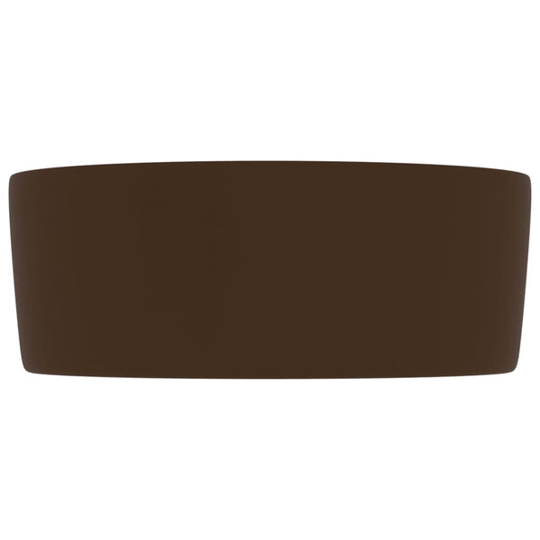 Ylellinen tummanruskea pyöreä pesuallas matta 40x15 cm keraami