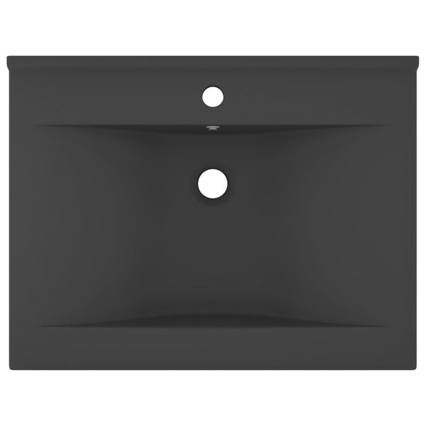 Tummanharmaa ylellinen pesuallas hanareiällä Oravita 60x46cm (keraami)