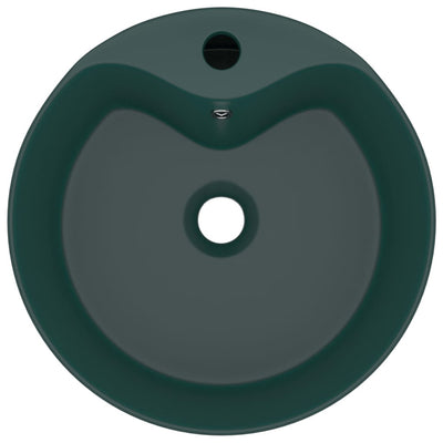 Ylellinen pesuallas ylivuodolla tummanvihr. 36x13cm keraaminen