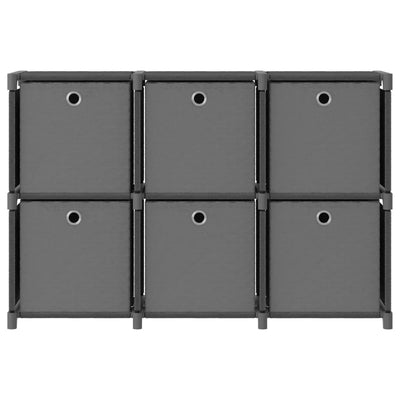 6 kuution esittelyhylly + laatikot harmaa 103x30x72,5 cm kangas
