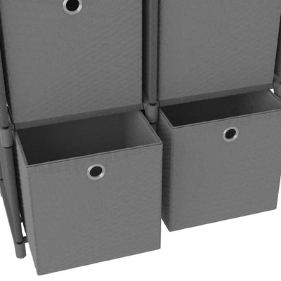 6 kuution esittelyhylly + laatikot harmaa 103x30x72,5 cm kangas