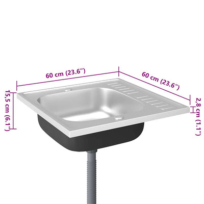 Tiskiallas viemärisarjalla hopea 600x600x155 mm ruostum. teräs