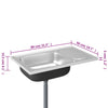 Tiskiallas viemärisarjalla hopea 800x500x155 mm ruostum. teräs