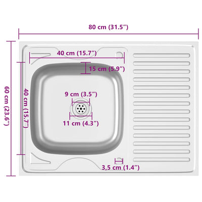 Hopea tiskiallas viemärisarjalla Meggan 800x600x155 mm (ruostum. teräs)