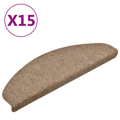 Itsekiinnittyvät porrasmatot 15 kpl kerma 65x21x4 cm neulahuopa