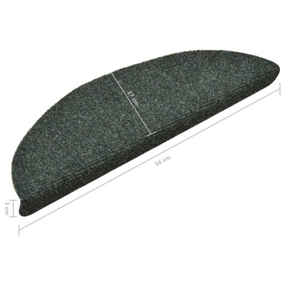 Itsekiinnittyvät porrasmatot 15 kpl vihreä 56x17x3cm neulahuopa