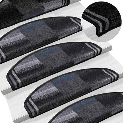 Musta ja harmaa itsekiinnittyvät porrasmatot Tudosiu 65x21x4cm (15 kpl)