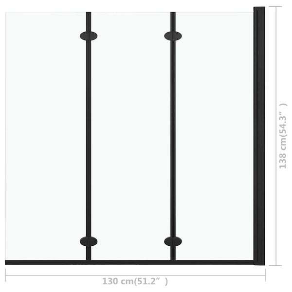 Taittuva suihkukaappi 3 paneelia ESG 130x138 cm musta