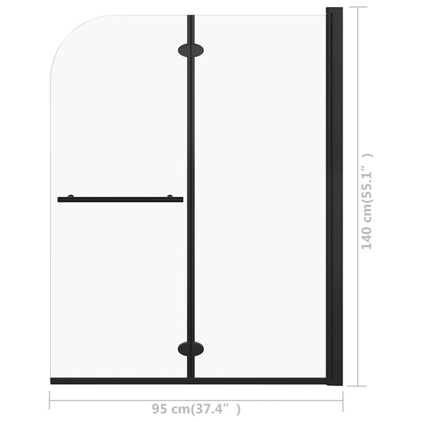 Taittuva suihkukaappi 2 paneelia ESG 95x140 cm musta