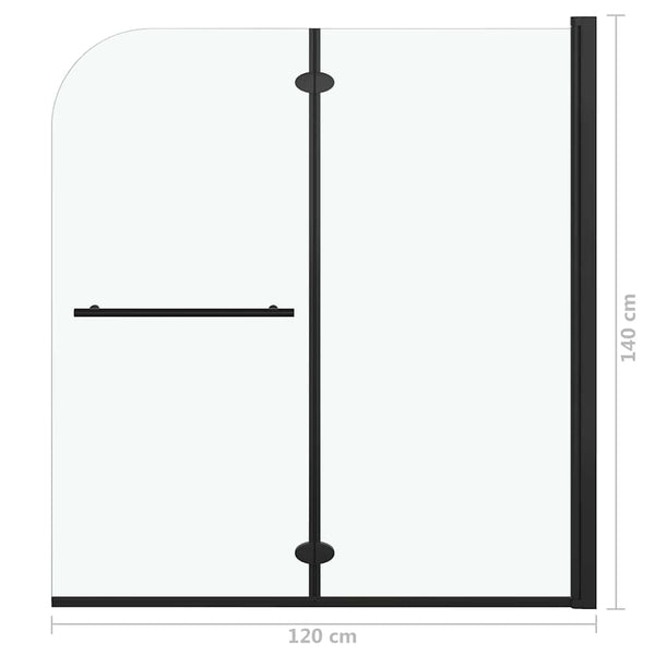 Taittuva suihkukaappi 2 paneelia ESG 120x140 cm musta