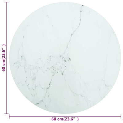 Pöytälevy valkoinen Ø60x0,8 cm karkaistu lasi marmorikuvio