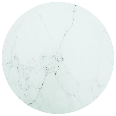 Pöytälevy valkoinen Ø70x0,8 cm karkaistu lasi marmorikuvio