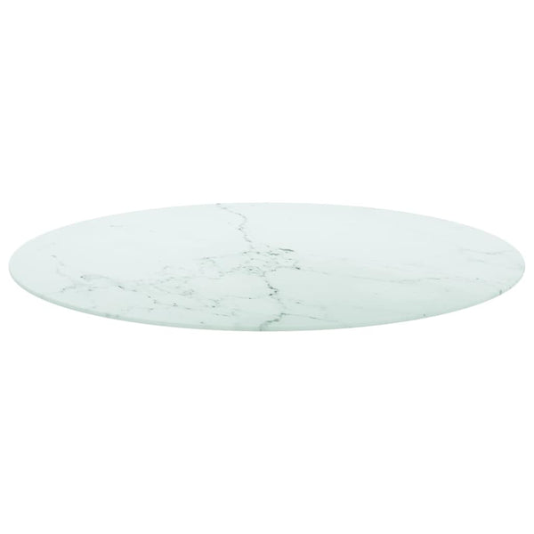 Pöytälevy valkoinen Ø90x1 cm karkaistu lasi marmorikuvio