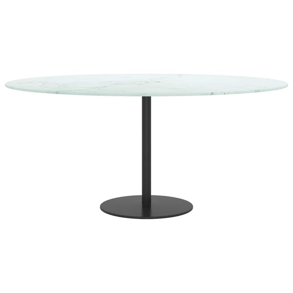 Pöytälevy valkoinen Ø90x1 cm karkaistu lasi marmorikuvio