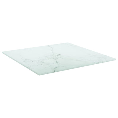 Pöytälevy valkoinen 40x40 cm 6 mm karkaistu lasi marmorikuvio