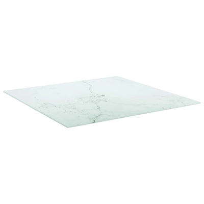 Pöytälevy valkoinen 70x70 cm 6 mm karkaistu lasi marmorikuvio