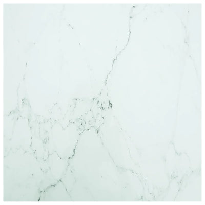 Pöytälevy valkoinen 80x80 cm 6 mm karkaistu lasi marmorikuvio
