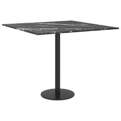 Pöytälevy musta 50x50 cm 6 mm karkaistu lasi marmorikuvio