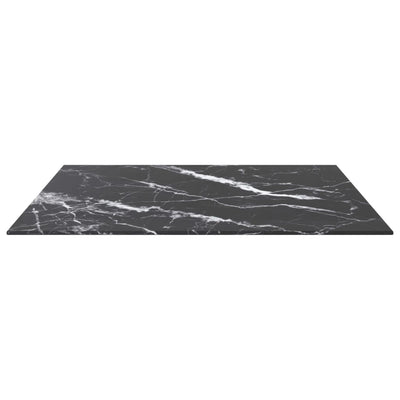 Pöytälevy musta 70x70 cm 6 mm karkaistu lasi marmorikuvio