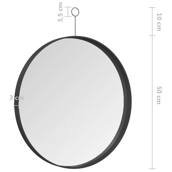 Riippuva peili koukulla 50 cm musta