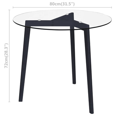 Ruokapöytä läpinäkyvä 80 cm karkaistu lasi